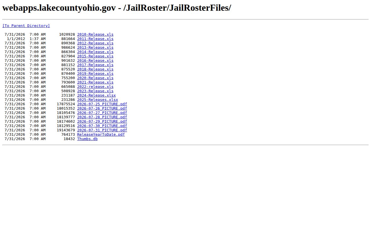 Lake County release record and jail roster file directory